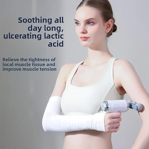 Massage Gun, Deep Tissue Percussion Muscle Massager with 3 Heads, 6 Speed Levels, 24W Rechargeable Handheld Body Massager for Back, Neck, Shoulders, Legs, Gym and Home, LM-130 (Beige)
