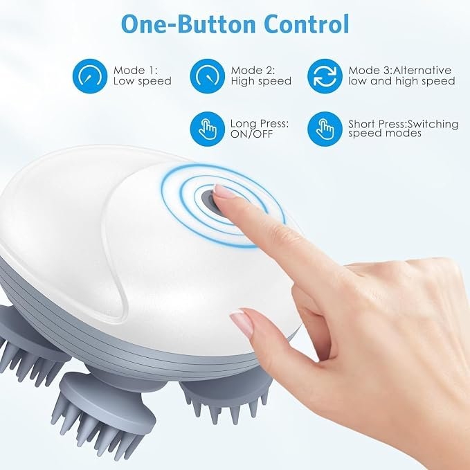 Smart Scalp Massager with Red Light – Portable Waterproof Electric Head Massager for Hair Growth & Relaxation