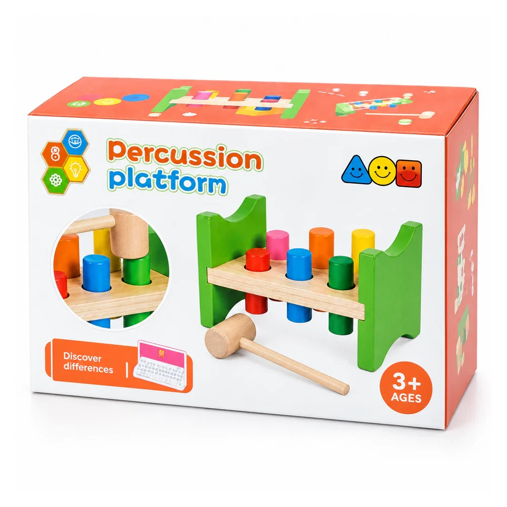 Wooden Pounding Bench — Tap the Pegs, Flip and Repeat