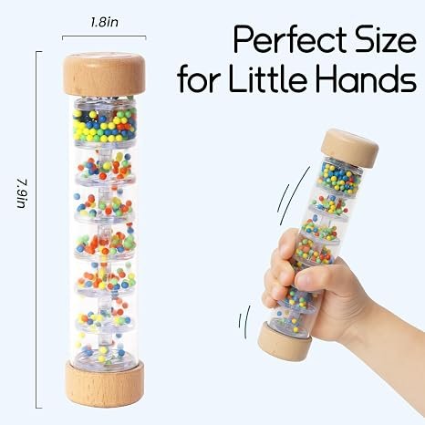 Rainmaker Rain Stick Musical Instrument for Toddlers, 8 Inch Rainfall Rattle Tube Rainstick Shaker Toy Chrismas Birthday for Toddlers 1 2 3 Years Old